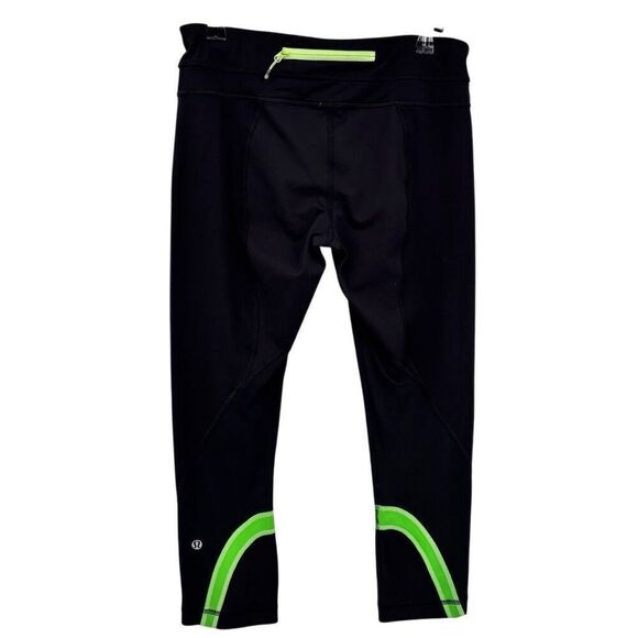 Lululemon Run Inspire Crop Leggings Black/Frond Green Size 6 - Picture 8 of 12
